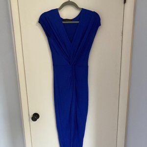 Short Sleeve Tulip-Hem Surplice Wrap Maxi Dress for Women Royal Blue Small